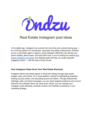 Real Estate Instagram post ideas