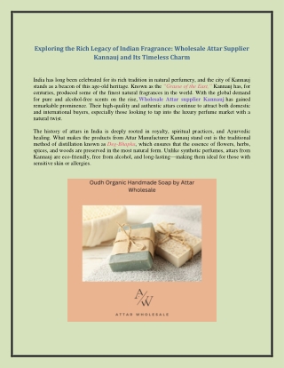 Exploring the Rich Legacy of Indian Fragrance: Wholesale Attar Supplier Kannauj