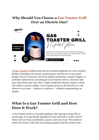 Why Should You Choose a Gas Toaster Grill Over an Electric One ?