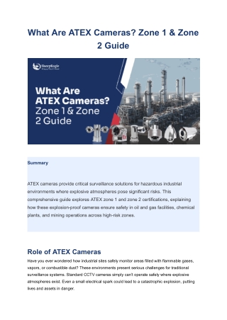 What Are ATEX Cameras? Zone 1 & Zone 2 Guide