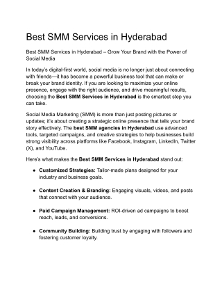 Best SMM services in Hyderabad