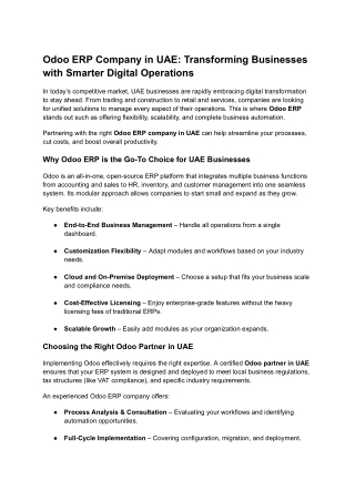 Odoo ERP Company in UAE_ Transforming Businesses with Smarter Digital Operations