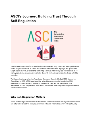ASCI’s Journey: Building Trust Through Self-Regulation