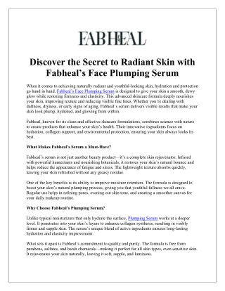 Fabheal Serum for Face Plumping – Smooth, Firm & Nourished Skin