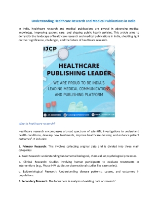 Understanding Healthcare Research and Medical Publications in India.docx