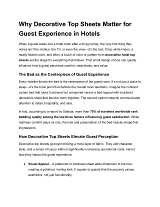 Why Decorative Top Sheets Matter for Guest Experience in Hotels