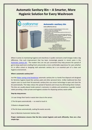 Automatic sanitary bin