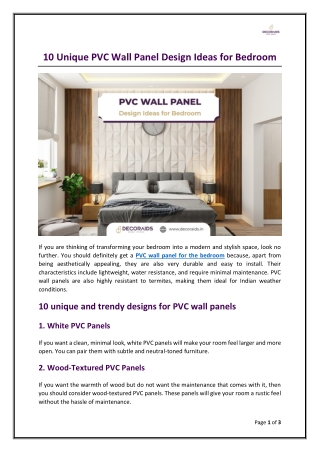 10 Unique PVC Wall Panel Design Ideas for Bedroom