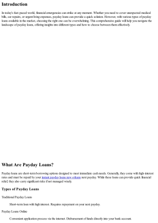 “How to Choose Between Different Types of payday loans.”