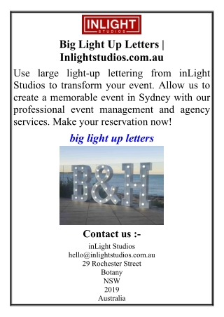 Big Light Up Letters | Inlightstudios.com.au