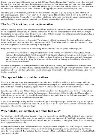 Windshield Replacement Columbia: Aftercare and Maintenance