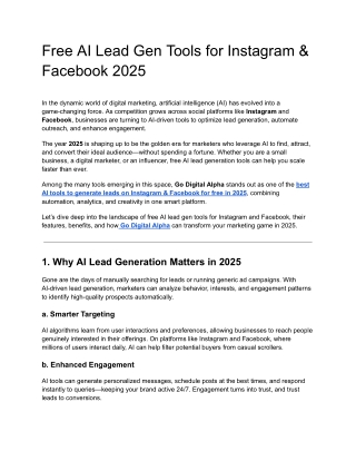 Free AI Lead Gen Tools for Instagram & Facebook 2025
