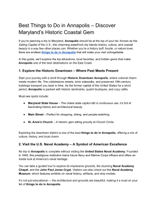 Best Things to Do in Annapolis – Discover Maryland’s Historic Coastal Gem