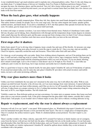 Rear Windshield Replacement Columbia SC: Handling Shattered Glass