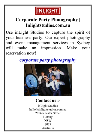 Corporate Party Photography | Inlightstudios.com.au