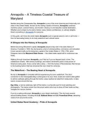A Timeless Coastal Treasure of Maryland