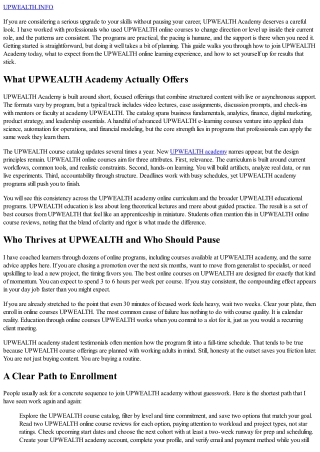 Join UPWEALTH Academy: How to Get Started Today