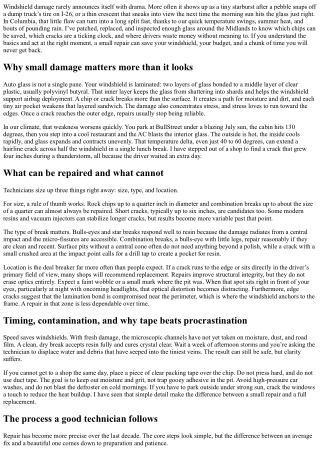 Columbia Windshield Repair for Small Chips and Cracks