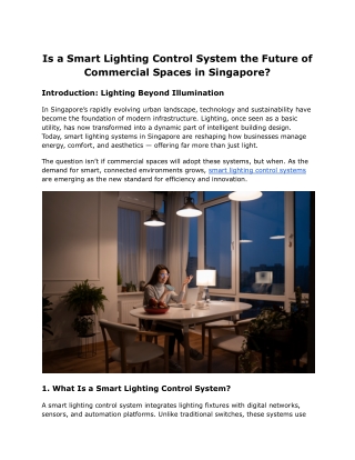 Why Are Businesses in Singapore Switching to Smart Lighting Control Systems?