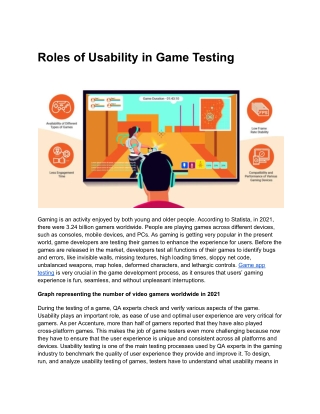 Roles of Usability in Game Testing