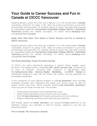 Your Guide to Career Success and Fun in Canada at CICCC Vancouver