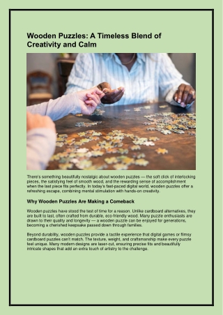 Wooden Puzzles-A Timeless Blend of Creativity and Calm