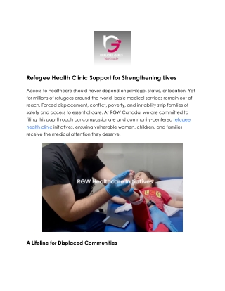 Compassionate Refugee Health Clinic Care for Every Life