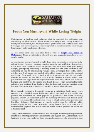 Foods You Must Avoid While Losing Weight