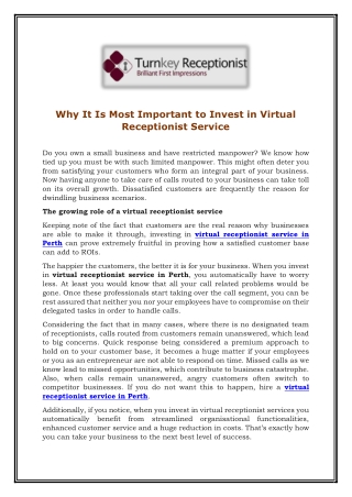 Why It Is Most Important to Invest in Virtual Receptionist Service
