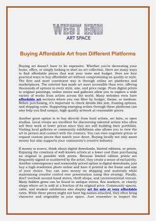 Buying Affordable Art from Different Platforms