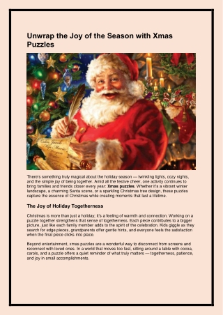 Unwrap the Joy of the Season with Xmas Puzzles
