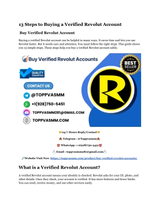 13 Steps to Buying a Verified Revolut Account