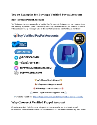 Top 10 Examples for Buying a Verified Paypal Account
