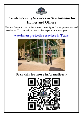 Private Security Services in San Antonio for Homes and Offices