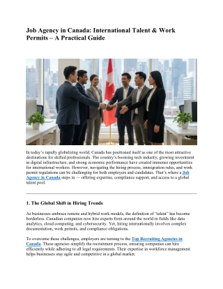 Job Agency in Canada- International Talent & Work Permits - A Practical Guide