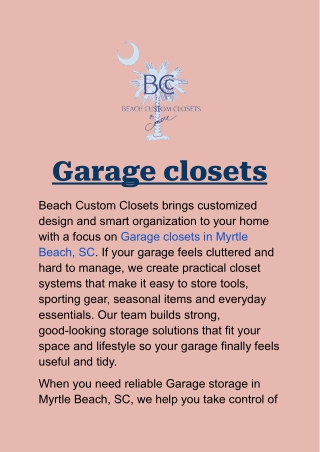 Garage closets in Myrtle Beach, SC: Transform your space with custom storage