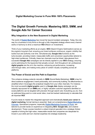 Digital Marketing Course In Pune With 100% Placements