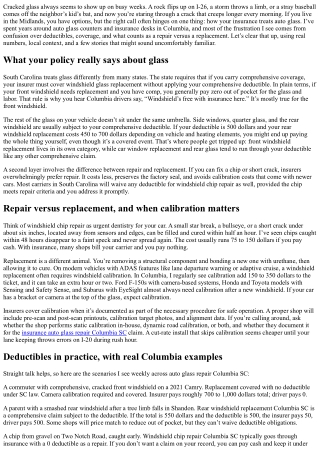 Insurance Auto Glass Repair Columbia SC: Deductibles and Coverage Explained