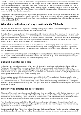 Car Window Replacement in Columbia: Tinted vs. Untinted Options