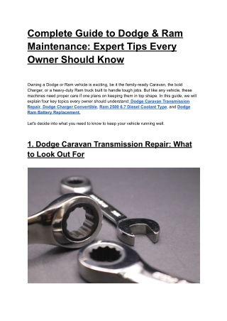 Complete Guide to Dodge & Ram Maintenance: Expert Tips Every Owner Should Know