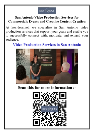 San Antonio Video Production Services for Commercials Events and Creative Content Creation