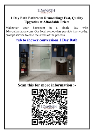 1 Day Bath Bathroom Remodeling Fast Quality Upgrades at Affordable Prices