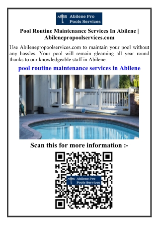 Pool Routine Maintenance Services In Abilene  Abilenepropoolservices.com