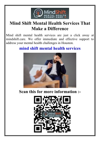 Mind Shift Mental Health Services That Make a Difference