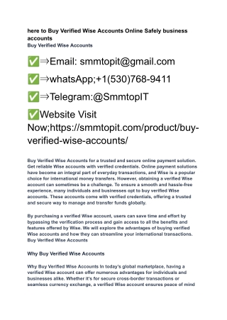 here to Buy Verified Wise Accounts Online Safely business accounts