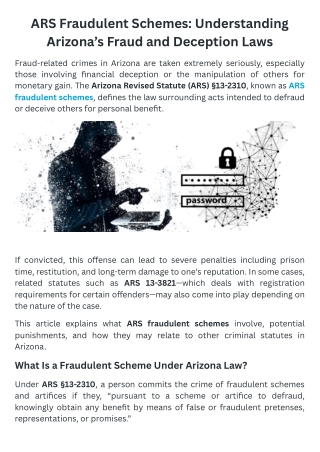ARS Fraudulent Schemes Understanding Arizona’s Fraud and Deception Laws