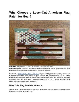 BLOG 2 _ Month 1 _  Why Choose a Laser-Cut American Flag Patch for Gear