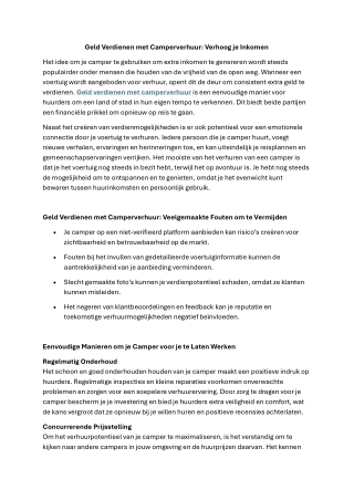 Geld Verdienen met Camperverhuur