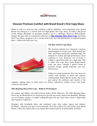 Discover Premium Comfort with Brand Knock’s First Copy Shoes