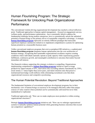 Human Flourishing Program The Strategic Framework for Unlocking Peak Organizational Performance